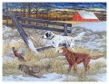 Hunde und mallard im Winter Welpen
